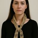 Wąski ażurowy szalik naszyjnik ozdoba na szyję beż