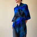 Unikatowy szal z wełny merino blue&grey