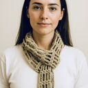 Wąski ażurowy szalik naszyjnik ozdoba na szyję beż