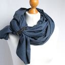 SZAL bawełniany, chusta uniwersalna z zapinką, szalik, apaszka z zapinką skórzaną