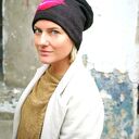 Komplet wełniany boho w kwiaty - czarna wełna merynosy: komin i czapka