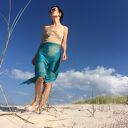 Turkusowy lniany szal - ręcznie barwiony 100% len