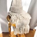 Zestaw czapka plus szalik miękka i ciepła wełna ozdobne frędzle handmade ręczna robota