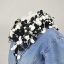 pom-pon scarf - czarno-biały