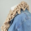 pom-pon scarf - beżowy