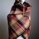 Szal, Komin, chusta - Krata - brązowy i czerwony