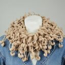 pom-pon scarf - beżowy