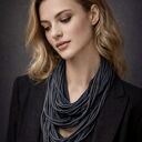 Naszyjnik dzianinowy szary melanż