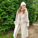 Zestaw czapka plus szalik miękka i ciepła wełna ozdobne frędzle handmade ręczna robota