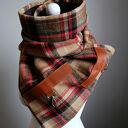 Szal, Komin, chusta - Krata - brązowy i czerwony