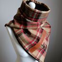 Szal, Komin, chusta - Krata - brązowy i czerwony