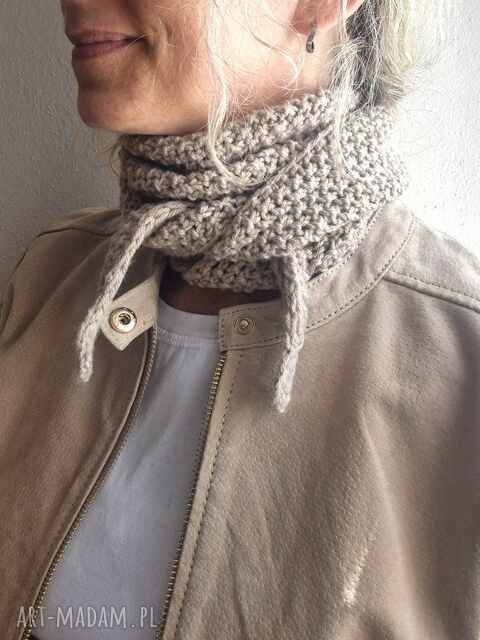 Szalissant - mini szalik z wełny merynosów extra fine, beżowy