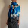 Anna Damzyn handmade szal z wełny merino niebieski&grafit wełniany