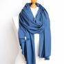 Niebieski szalik szal bawełniany, duży damski chusta, modny na jesień - Zolla
