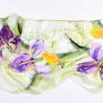 szaliki: Malowany jedwabny szal - irysy - ręcznie kwiatowy