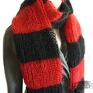 czerwone szaliki szalik czarny wykonany ręcznie na drutach