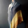 The Wool Art chusta szaliki duża asymetryczna na drutach bawełniany