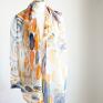 malowany szal szaliki pomarańczowe jedwabny - złota abstrakcja