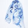 niebieskiemotyle malowany jedwabny szal -niebieskie motyle szaliki ręcznie