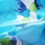 malowany jedwab szaliki: Jedwabny szal - turkusowe maki - kwiaty kwiatowy