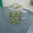 Ręcznie malowany kubek dla świadkowej z zaparzaczem i pokrywką - 370 ml