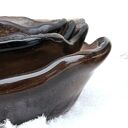 Komplet 4 szklanych misek brązowych - ręcznie robione, dekoracja stołu