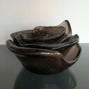 Komplet 4 szklanych misek brązowych - ręcznie robione, dekoracja stołu