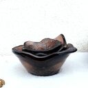 Komplet 4 szklanych misek brązowych - ręcznie robione, dekoracja stołu