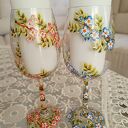 Moda Para! Ręcznie malowane kieliszki do wina 280 ml - komplet 2 szt. dla młodej pary