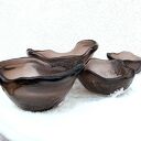 Komplet 4 szklanych misek brązowych - ręcznie robione, dekoracja stołu