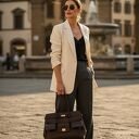 Luksusowa torebka skórzana - LS03 brązowa