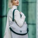 Szara wodoodporna torba paski butelkowa zieleń