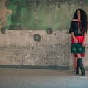 VANDA L. skórzana torba postarzana skóra naturalna zamsz ZIELENIE od ręki