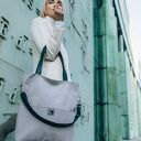 Szara wodoodporna torba paski butelkowa zieleń