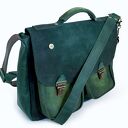 VANDA L. skórzana torba postarzana skóra naturalna zamsz ZIELENIE od ręki