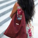 Torba HOBO na ramię - bordo, handmade z ekologicznego nubuku tapicerskiego