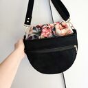 Torebka Moon z kominem w piwoniach - na ramię handmade