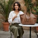 Shopper bag za skóry przecieranej - LS05 brązowa