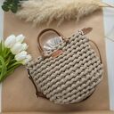 Piaskowa torebka Boho Wave Bag z grubego sznurka bawełnianego, ręcznie robiona na szydełku