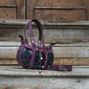 Missy mała skórzana Boho torebka w kolorze śliwkowym od ladybuq Art