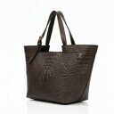 Shopper bag z fakturą krokodyla - LS04 ciemnobrązowa
