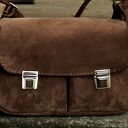 Torba FOTO uszaty WŁÓCZYKIJ zamsz skóra naturalna bury brąz Mocha Mousse