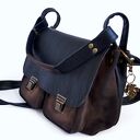 VANDA L. skórzana torba postarzana skóra naturalna zamsz CZARNA BRĄZ