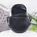 Duża listonoszka w kształcie kuferka SKÓRA KROKODYLA czarny od MANZANA TOREBKI