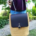 torba szydełkowa LISTONOSZKA EWELINA - musztarda/czekolada