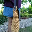 torba szydełkowa LISTONOSZKA EWELINA - musztarda/czekolada