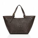Shopper bag z fakturą krokodyla - LS04 ciemnobrązowa