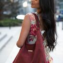 Torba HOBO na ramię - bordo, handmade z ekologicznego nubuku tapicerskiego