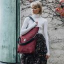 Duża wodoodporna torba z nubuku bordo