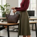 Shopper bag z fakturą krokodyla - LS04 ciemnobrązowa